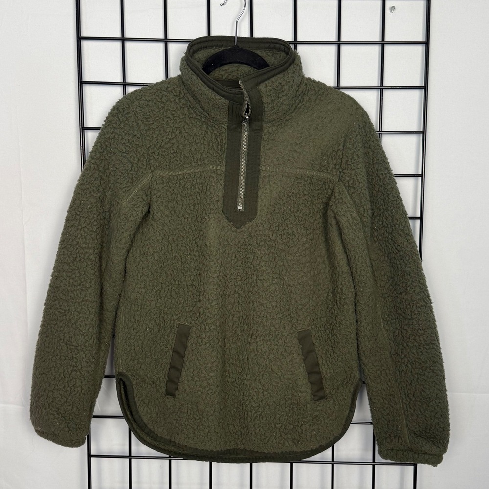 Abercrombie & Fitch The Essential A&F Sherpa Fleece Womens Small Olive Green